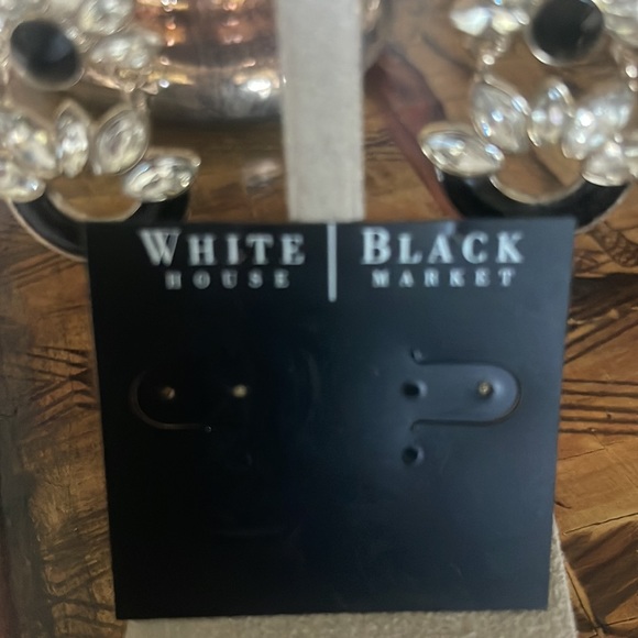 White House Black Market 2 1/2 inch floral black and clear crystal chandelier - Picture 8 of 10